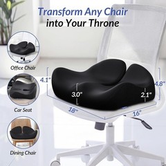 Enhanced Ergonomic Seat Cushion for All-Day Comfort – 18x16x3, Machine Washable