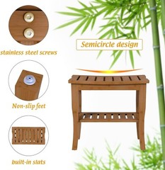 Water-Resistant Waterproof Bamboo Shower Bench – Versatile – 18.9″x18.11″x9.96″
