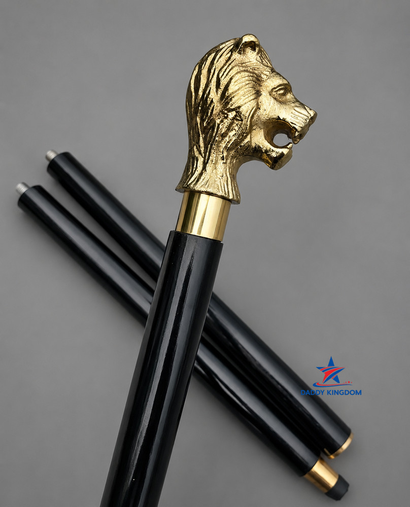 Solid Brass Lion Head Handle Antique Wooden Walking Stick Cane Designer Handmade