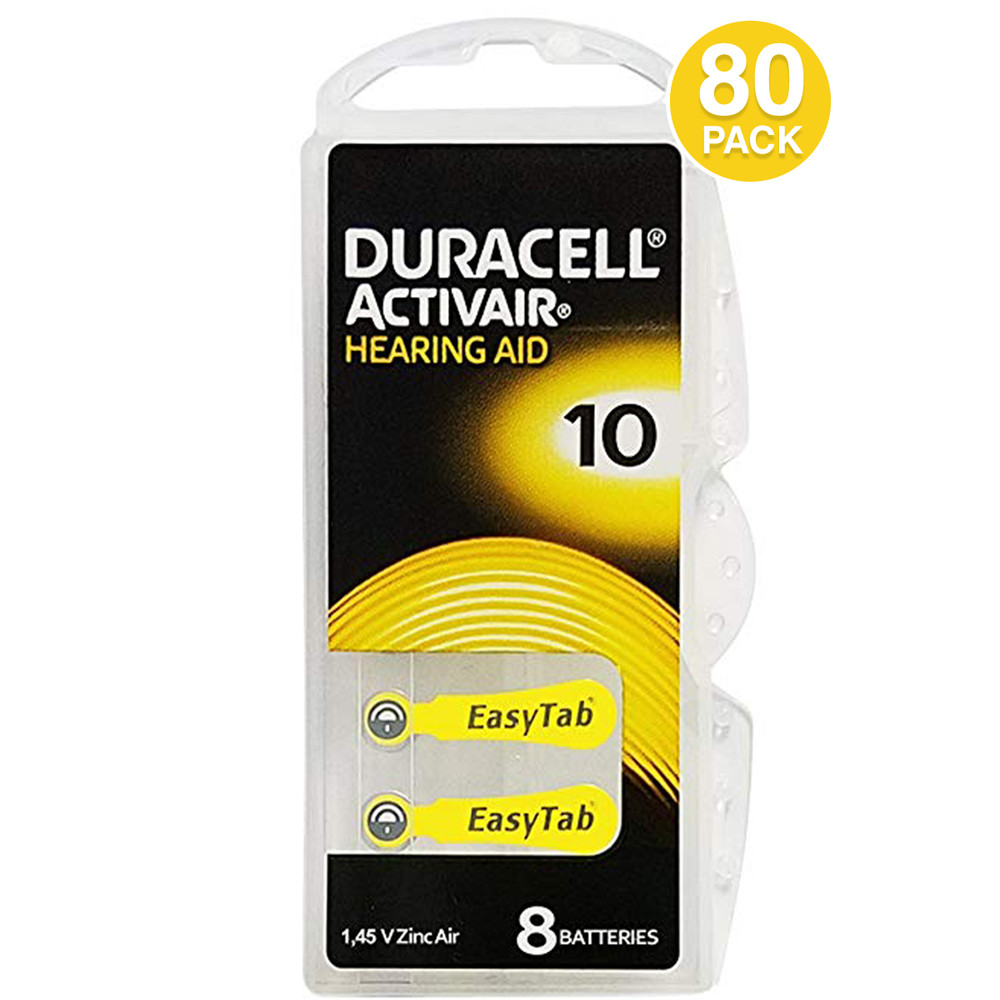 NEW Duracell Size 10 Activair PR70 Hearing Aid Batteries (80 Pack) Exp 2027