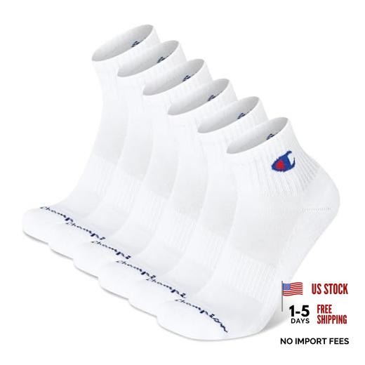 Men’s Cushioned Quarter Socks-Pack – Moisture-Wicking Athletic 6-12 6 White