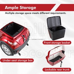 4 Weels Heavy Duty Mobility Scooters 500lbs Capacity 800W 60V20A w/Remote Key