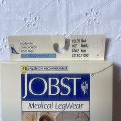 Jobst Mens Knee High Sock 15-20mmHg Compression Black Medium New Old Stock Vtg