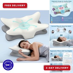 Cervical Neck Pillow for Pain Relief – Ergonomic Cooling Memory Foam