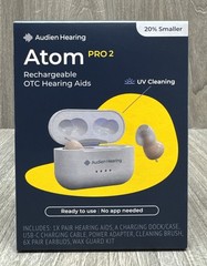 Audien Hearing ATOM PRO 2 Wireless Rechargeable OTC Hearing Aids (NEW SEALED)