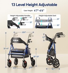 „Rollator Walker for Seniors, 350lb Capacity, Cup Holder, Adjustable Height“