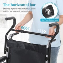 Wheelchair Handle Extender (500lbs Weight Capacity), Curved Green Grey