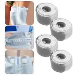 Catheter Leg Bag Straps 26” x 1” NonSlip Adjustable Reusable, 4-Pack, Grey Color
