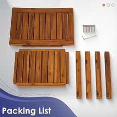 Teak Shower Bench, 20″ Solid Wood Shower Stool Waterproof Shower Rectangular