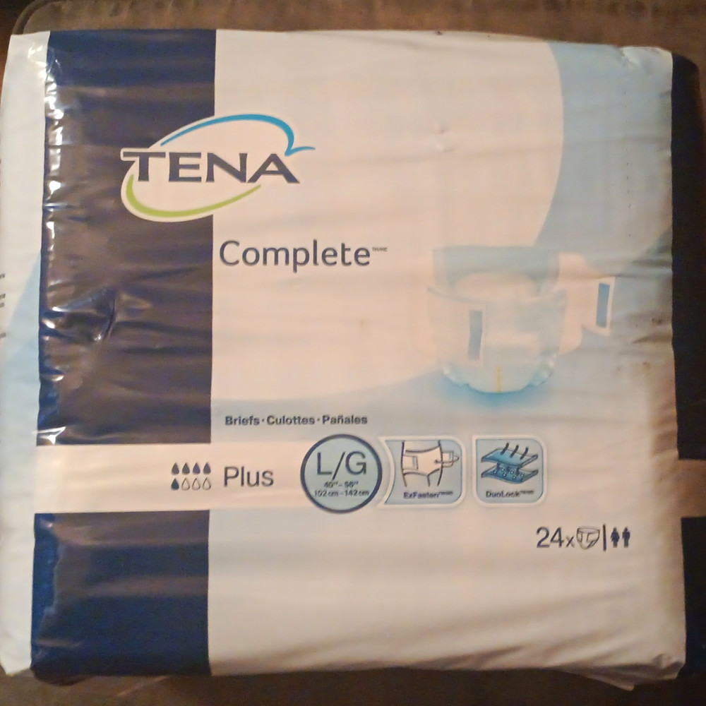 TENA Complete Plus Disposable Incontinence Briefs L/G White 24 Count