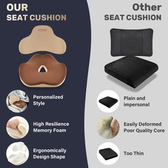 Car Seat Cushion and Lumbar Support Pillow, Memory Foam Ergonomic Back Support D