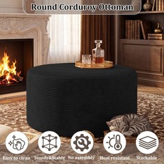 Bshomgi Round Coffee Table Ottoman For Corduroy Cloud Sectional Couches In A