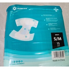 Sunkiss Incontinence Briefs Unisex S/M Teal Maximum Absorbency Adhesive Tab 15ct