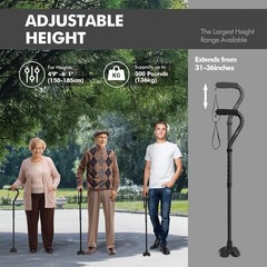 F1 Lightweight Walking Cane for Seniors, Adjustable 31-36 Inches with EVA Handle