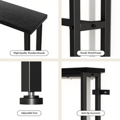 GRLEAF 39″ Narrow Console Sofa Table with Built-in Power Strip 2 AC Outlets 2 US