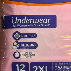 Composure Womens Incontinence Underwear 12 Count 2XL Fits Waist 64-80 inches