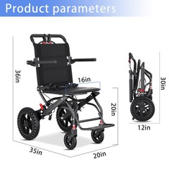Lightweight Folding Portable Transport Wheelchair With Hand Brake Weight 16lbs