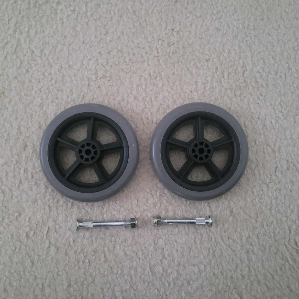 Folding Walker Wheels (1 pair), 5 inches with hardware, Fits on most of Walkers.