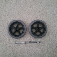 Folding Walker Wheels (1 pair), 5 inches with hardware, Fits on most of Walkers.