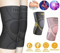 Caspe 2 Pack Knee Sleeve Brace Support For Sport Joint Pain Arthritis Relief New