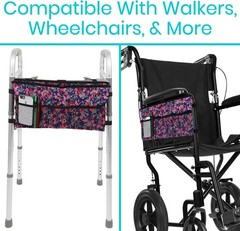 Water-Resistant Walker Bag with Floral Design – Essential Mobility Accessory