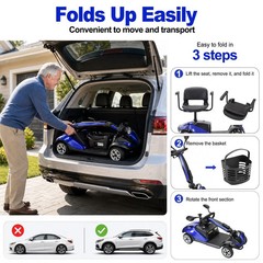 4 Wheel Mobility Scooter for Adults Seniors 350W Electric Travel Scooter 350lbs