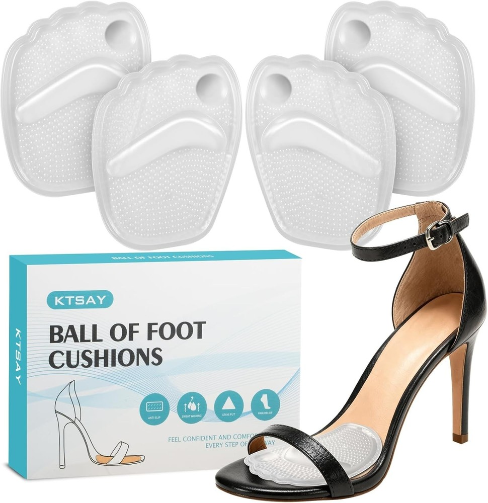2 Pair Food Pads Pain Relief Gel Ball Foot Cushions Non-Slip One Size Fits Women