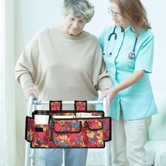 Durable Water-Resistant Walker Basket Pouch with Zippered Compartment – Floral