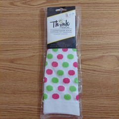 Think Medical Compression Socks Pink Green Polka Dot Unisex Men Women