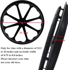 24″x1″ Flat-Free Wheelchair Rear Tires – Universal Fit, Tools Included (1 Pair)