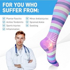 Compression Socks Women Ankle Support Medium Blue+purple+light Green-3 Packs