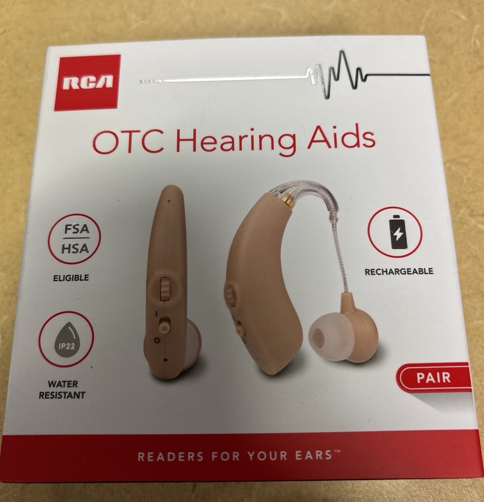 RCA OTC Hearing Aid – Rechargeable – Right or Left Ear, 15-Hour Battery Life 