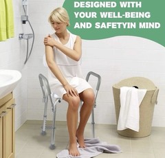 Shower Chair 350lbs with Back Bath Bench Seat Stool Arms Adjustable Height I