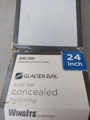 Glacier Bay Grab Bar Handle Shower Bathroom 24 Inch Bath Brushed Stainless Steel