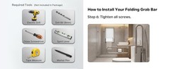 26-Inch Foldable Toilet Grab Bar – 90° Flip-Up Design, Premium 304 Stainless
