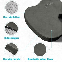XL Memory Foam Seat Cushion with Lumbar Support for Pain Relief – Dark Grey