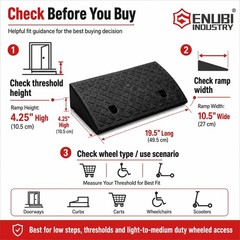 Lightweight Plastic Curb Ramp with Non-Slip Surface for Vehicles & Mobility Aids