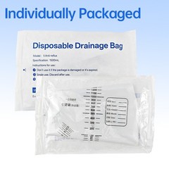 5 Pack 1500 ml Urine Leg Bag, Easy-Tap Disposable Urinary Drainage Bag