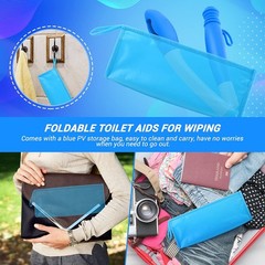Jhua Foldable Butt Wiper Tool for Women Men Toilet Aids Blue-upgrade
