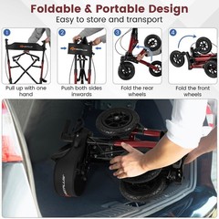 Walker for Seniors Folding Rollator Walker w/9″ Pneumatic Tires for All Terrain