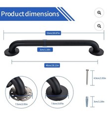 ADA Compliant Non-Slip Straight Shower Grab Bar Black Stainless Steel 20.87 in
