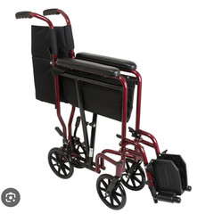 ProBasics Burgundy Aluminum Transport Chair – Footrests – TCA1916BG – New