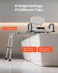 VEVOR Sliding Shower Chair Tub Transfer Bench with Swivel Seat & Back 400 lbs