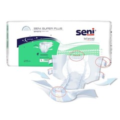 Seni Super Plus Incontinence Briefs Large 25 Count Heavy Absorbency
