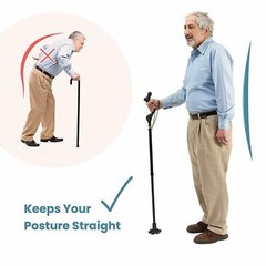 Adjustable Folding Walker Cane for Seniors, 10-Height Levels with Wrist Strap