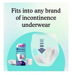Because Overnight Extra Absorbency Booster Pads 4 Cups 16x7x5.5in 180 Count