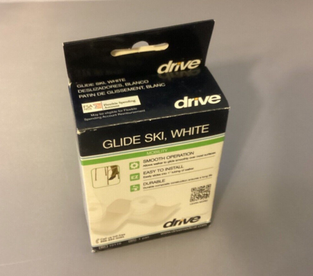 Drive Medical Brand White Glide Ski- Plastic Skis for Senior Mobility Walker