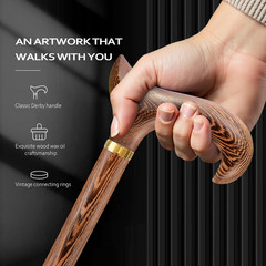Walking Cane, Available in Multiple Inches Wooden Cane Support up to 300 Lbs, Su