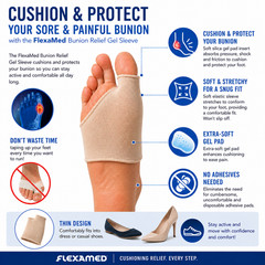 FlexaMed Bunion Hallux Valgus Cushioning Gel Sleeves (Pair)