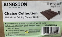 Kingston Brass KBSS1916 Chaise Wall Mount Folding – Brushed Nickel *READ*